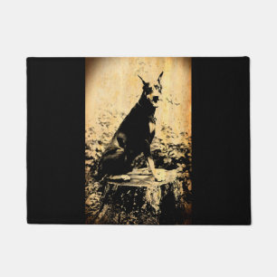 Dobermannpinscher-Vintages altes Foto Fußmatte