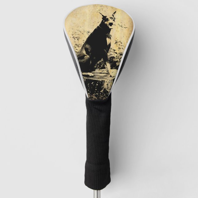 Dobermannpinscher-Vintages altes Foto Golf Headcover (Vorderseite)