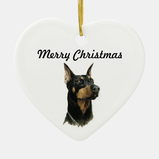 Dobermannpinscher-Weihnachtsverzierung Keramik Ornament (Vorne)