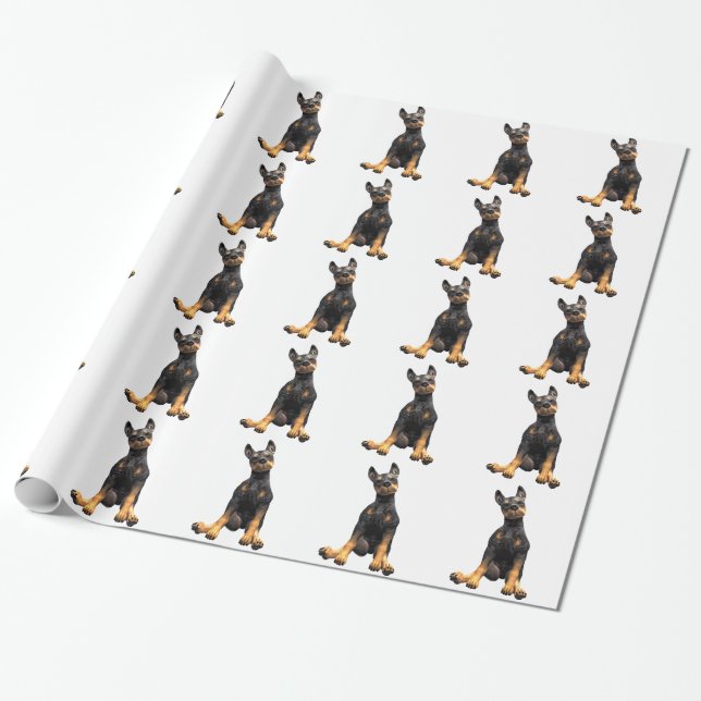 Dobermannpinscher-Welpen-Sitzen Geschenkpapier (Ungerollt)