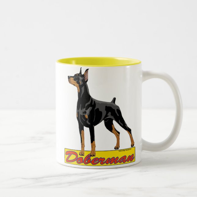 Dobermannschwarzes und -ROT Zweifarbige Tasse (Rechts)