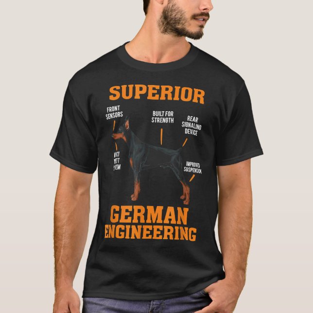 Dobermans überlegene deutsche Technik T-Shirt (Vorderseite)