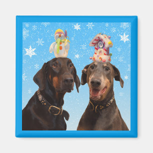 Dobermans Winter Weihnachtsmagnet Magnet