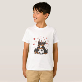 Dobermans with soccer ball for Valentine's Day T-Shirt