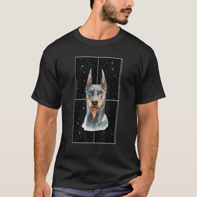 Dobie Doberman Pincher Breed Space Animal Dog T-Shirt (Vorderseite)
