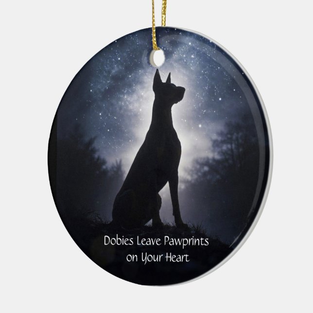Dobie oder Dobermann Pinscher Weihnachtsfeiertag Keramik Ornament (Links)