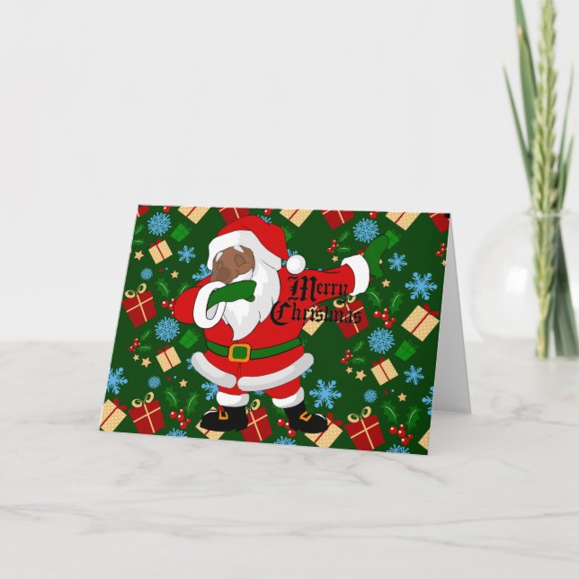 Dobing Black Santa Feiertagskarte (Vorderseite)