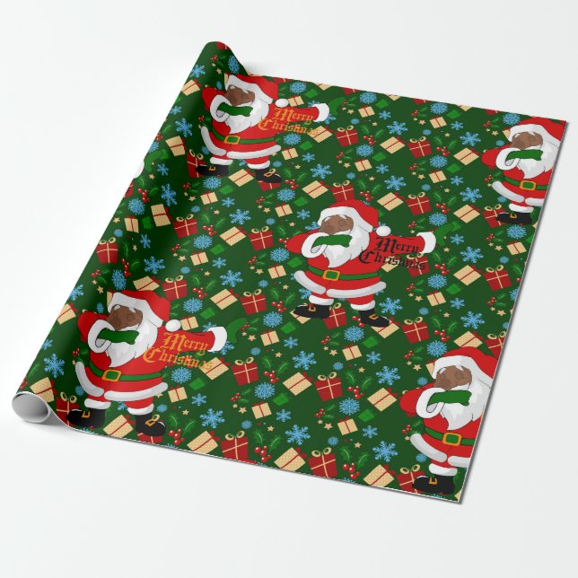 Dobing Black Santa Geschenkpapier (Ungerollt)