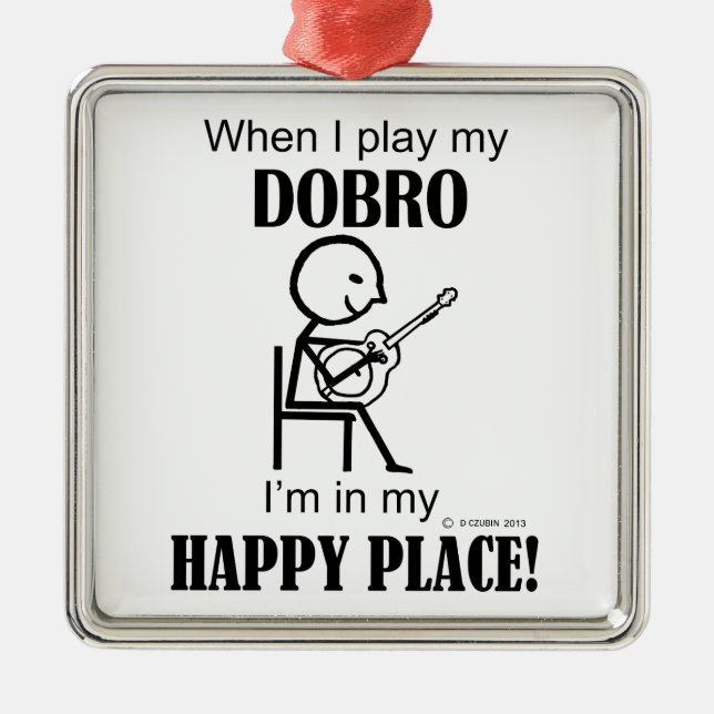 Dobro Happy Place Silbernes Ornament (Vorne)