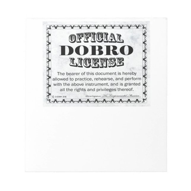 Dobro-Lizenz Notizblock (Vorderseite)