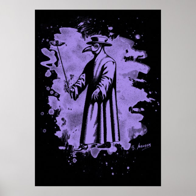 Doc beak - Plague doctor – bleached violet Poster (Vorne)