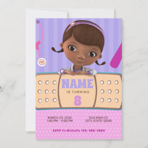 Doc McStuffins Pink Lila Geburtstag Einladung
