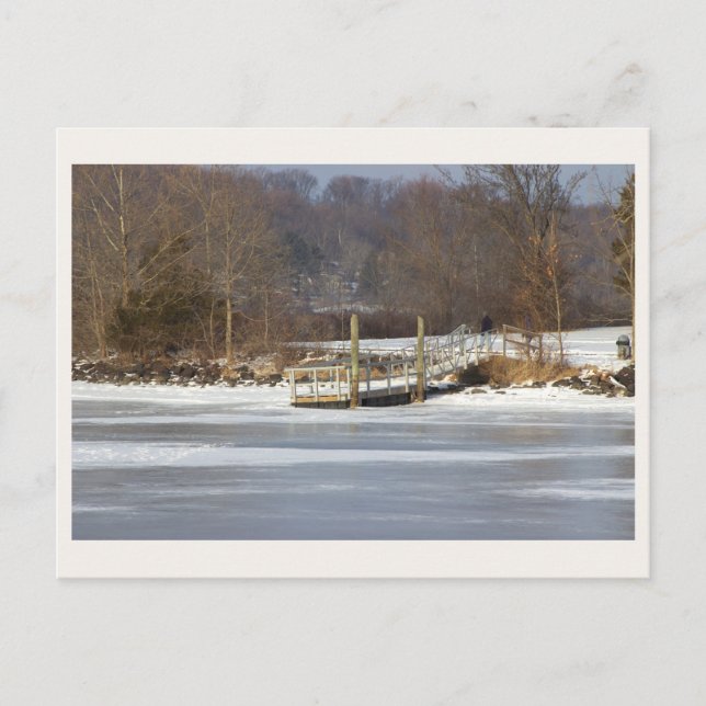 Dock by Frozen Lake Postcard Postkarte (Vorderseite)