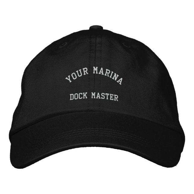 Dock Master Marina bestickte Cap Black Baseballkappe (Vorderseite)