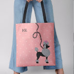 Dock Rock Retro Rosa 50er Modernes Monogramm<br><div class="desc">Diese niedliche, überdruckte Tasche aus den 50er Jahren stammt aus den klassischen Poodle-Röcken der 1950er Jahre. Der hübsche, Vintag aussehende schwarz-graue Hund hat Fellpompons mit niedlichen Polka-Punkten und einen rosa Bogen auf dem Kopf. Es hat auch eine schwarze Leine im Schablonenstil. Der Hintergrund ist ein Vintager Rosa mit hellen Polka-Punkten....</div>