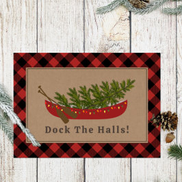 Dock The Halls Kanu Weihnachtsbaum Kariert Feiertagskarte