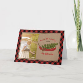 Dock The Halls Weihnachts-Kanu Kariertes Foto Feiertagskarte