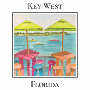 Dockbar, Tisch, Stühle, Sonnenschirm, Key West Aufkleber