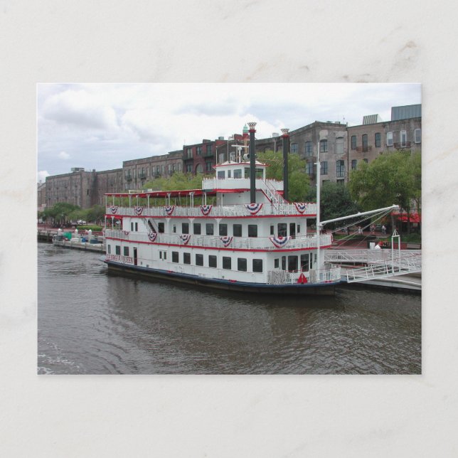 Docked Riverboat Savannah Georgia Postkarte (Vorderseite)