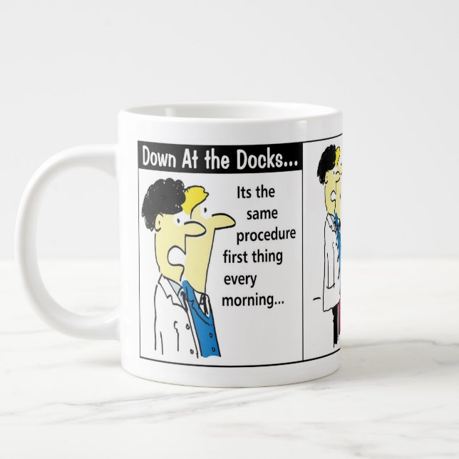 Docker Shipping Container Cartoon Spaß Jumbo-Tasse (Links)