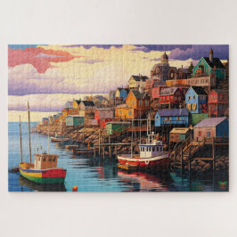 🌅 Dockside Drama: Stadt am Meer Puzzle