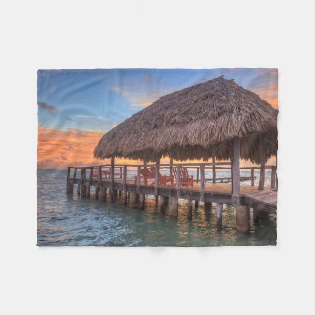 Dockside-Sonnenaufgang Fleecedecke (Vorderseite (Horizontal))
