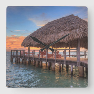 Dockside-Sonnenaufgang Quadratische Wanduhr