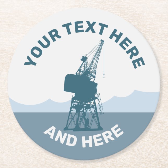 Dockyard Crane Runder Pappuntersetzer (Vorderseite)