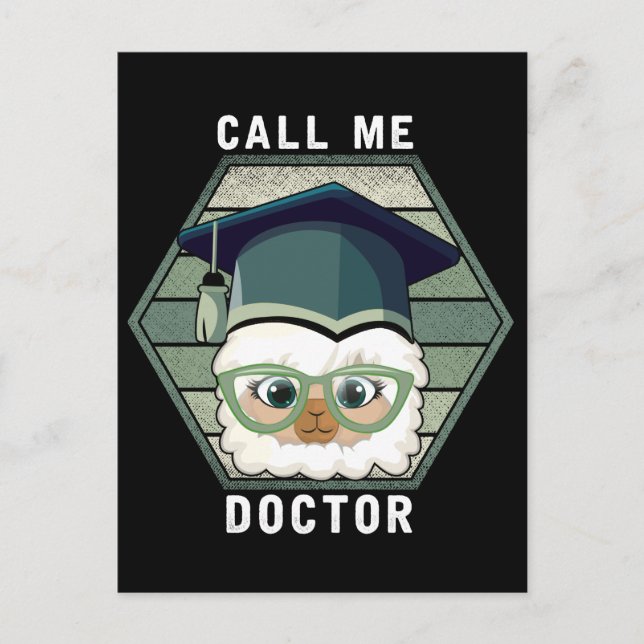 Doctor Abschluss PHD Funny Llama Alpaca Postkarte (Vorderseite)