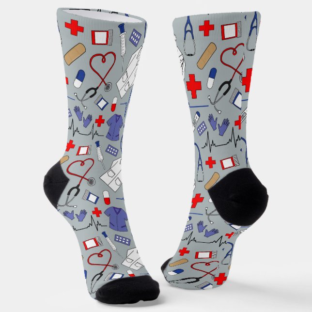 Doctor and Nurse Scrubs Patterned Socken (Gewinkelt)