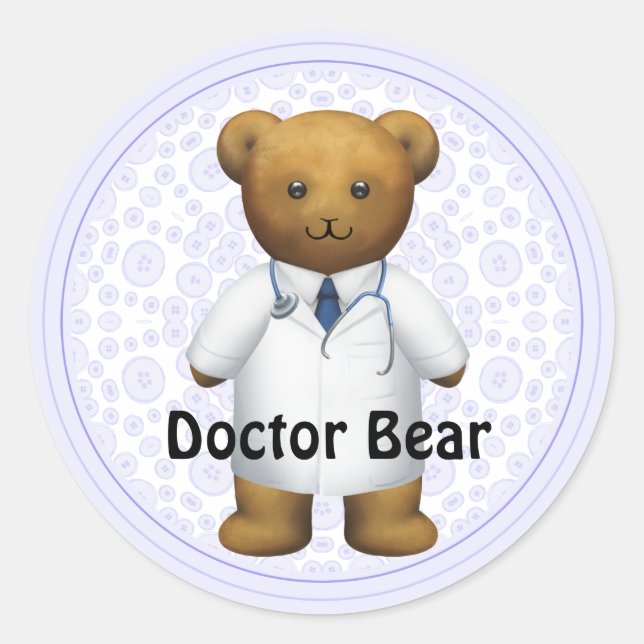 Doctor Bear - Teddy Bear Runder Aufkleber (Vorderseite)