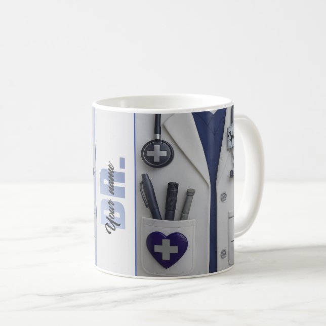 Doctor Coat Stethoscope Mug | Custom Medical Nurse Kaffeetasse (VorderseiteRechts)