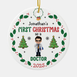 Doctor First Christmas Personalisiert Round Keramik Ornament
