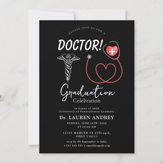 Doctor Graduation Party Invitation Einladung (Vorderseite)