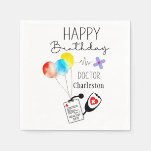 Doctor Happy Birthday Balloons Flat Birthday Serviette