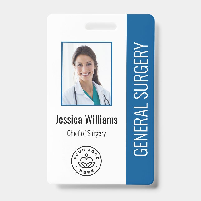 Doctor Hospital Medical Employee Foto ID Blue Ausweis (Vorderseite)