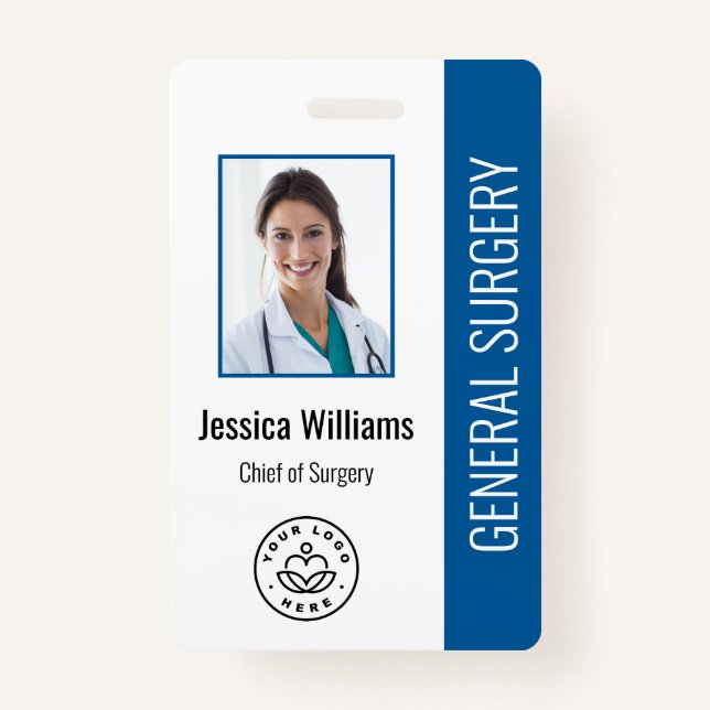 Doctor Hospital Medical Employee Foto ID Blue Ausweis (Vorderseite)