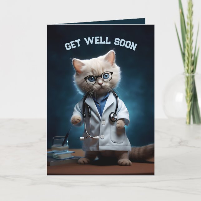 Doctor Kitten wird bald gut Dankeskarte (Vorderseite)