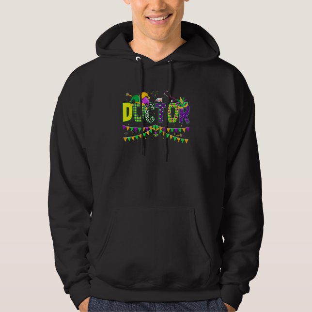 Doctor Mardi Gras Carnival Party Jester Mask Hoodie (Vorderseite)