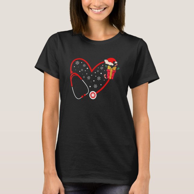 Doctor Nurse Heart Liebe Stethoscope Niedlich Weih T-Shirt (Vorderseite)