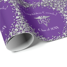 Doctor Nursing Practice Graduation Purple Silver Geschenkpapier