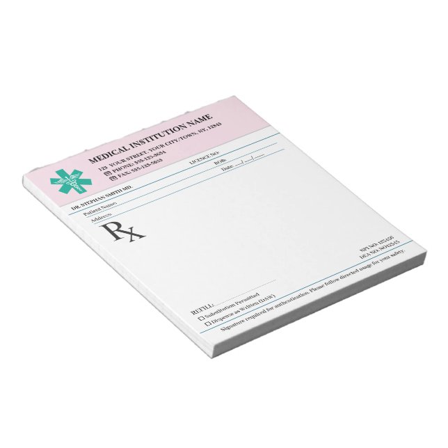 Doctor Prescription Medical RX Pad – Security Rose Notizblock (angewinkelt)