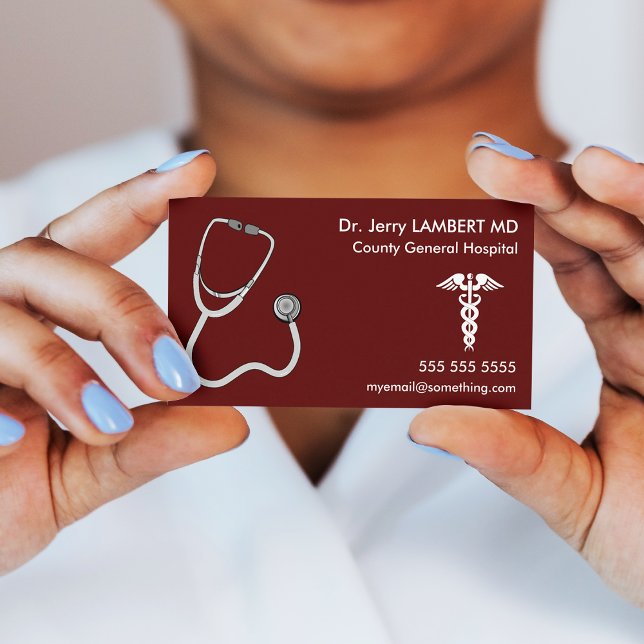 Doctor Stethoscope Red Visitenkarte (Von Creator hochgeladen)