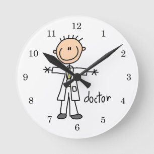 Doctor Stick Figure Runde Wanduhr