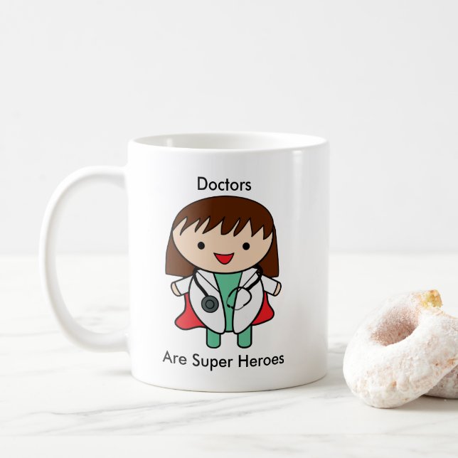 Doctor Super Hero Girl Frauen personalisieren Kaffeetasse (Mit Donut)