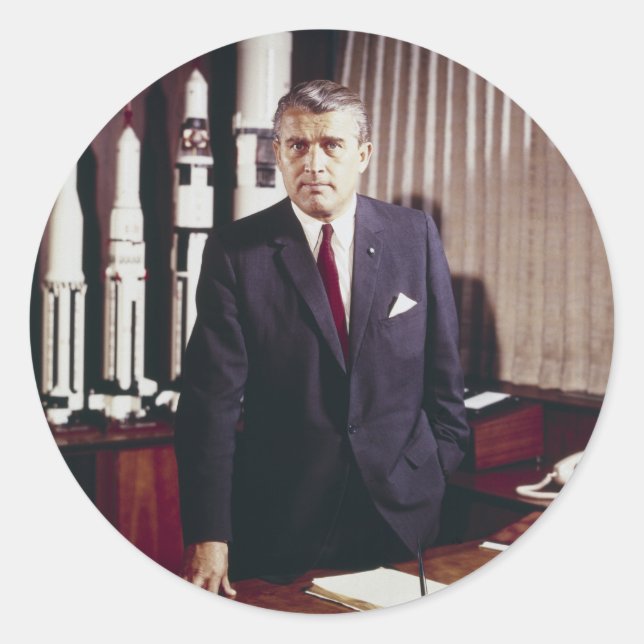 Doctor Wernher von Braun Portrait Runder Aufkleber (Vorderseite)