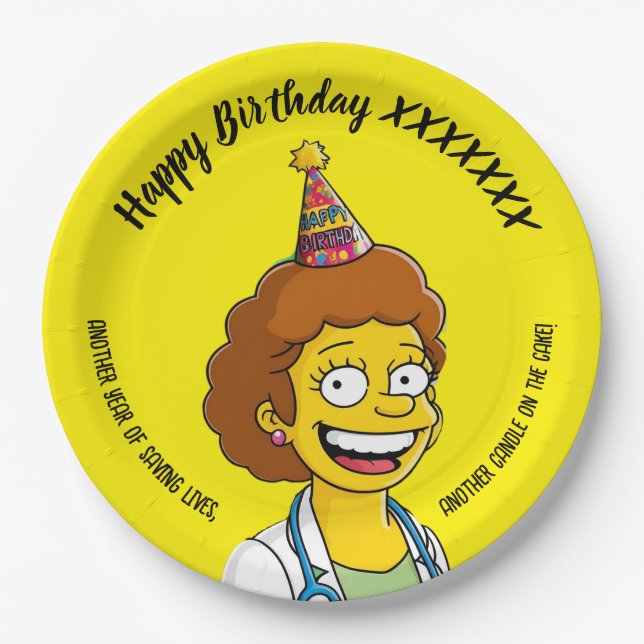 DOCTORS BIRTHDAY yellow pediatric fun girl Pappteller (Vorderseite)