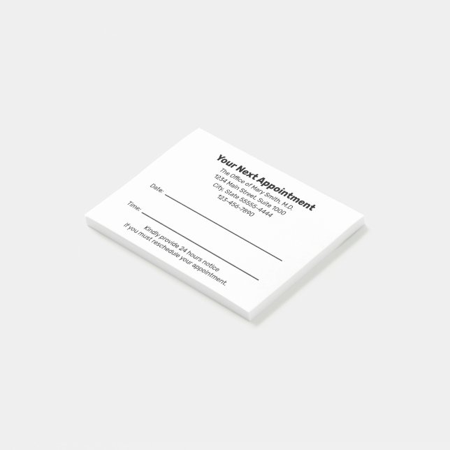 Doctor's Office Your Next Appointment Reminder Post-it Klebezettel (angewinkelt)