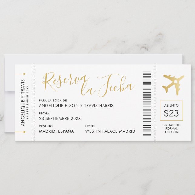 Documento de Embarque del Avión Reserva la Fecha Ankündigung (Vorderseite)