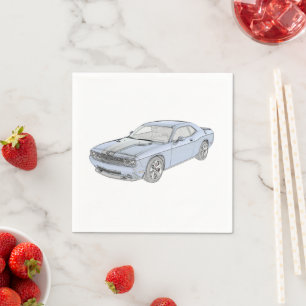 Dodge Challenger Classic Blue Mopar Muscle Car Art Serviette